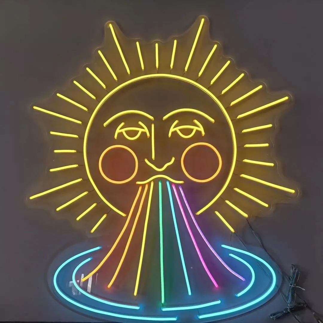 Enseigne Néon Soleil Arc-en-ciel