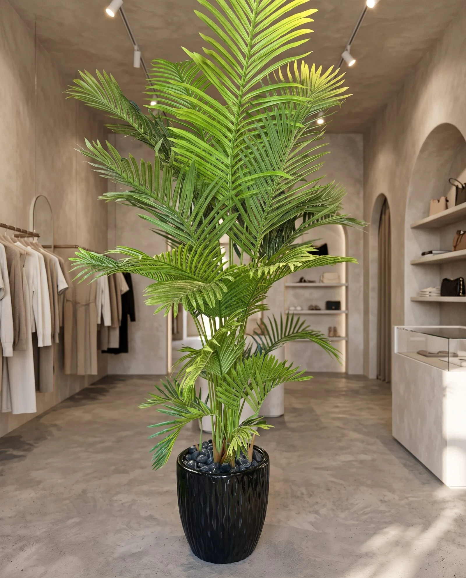 Areca Palm Bright green 220 cm styled in an interior — Neon Jungle Studios