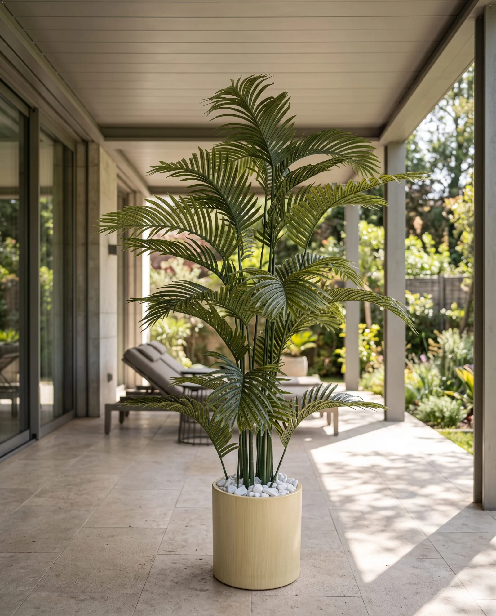 Areca Palm Dark green 200 cm styled in an interior — Neon Jungle Studios