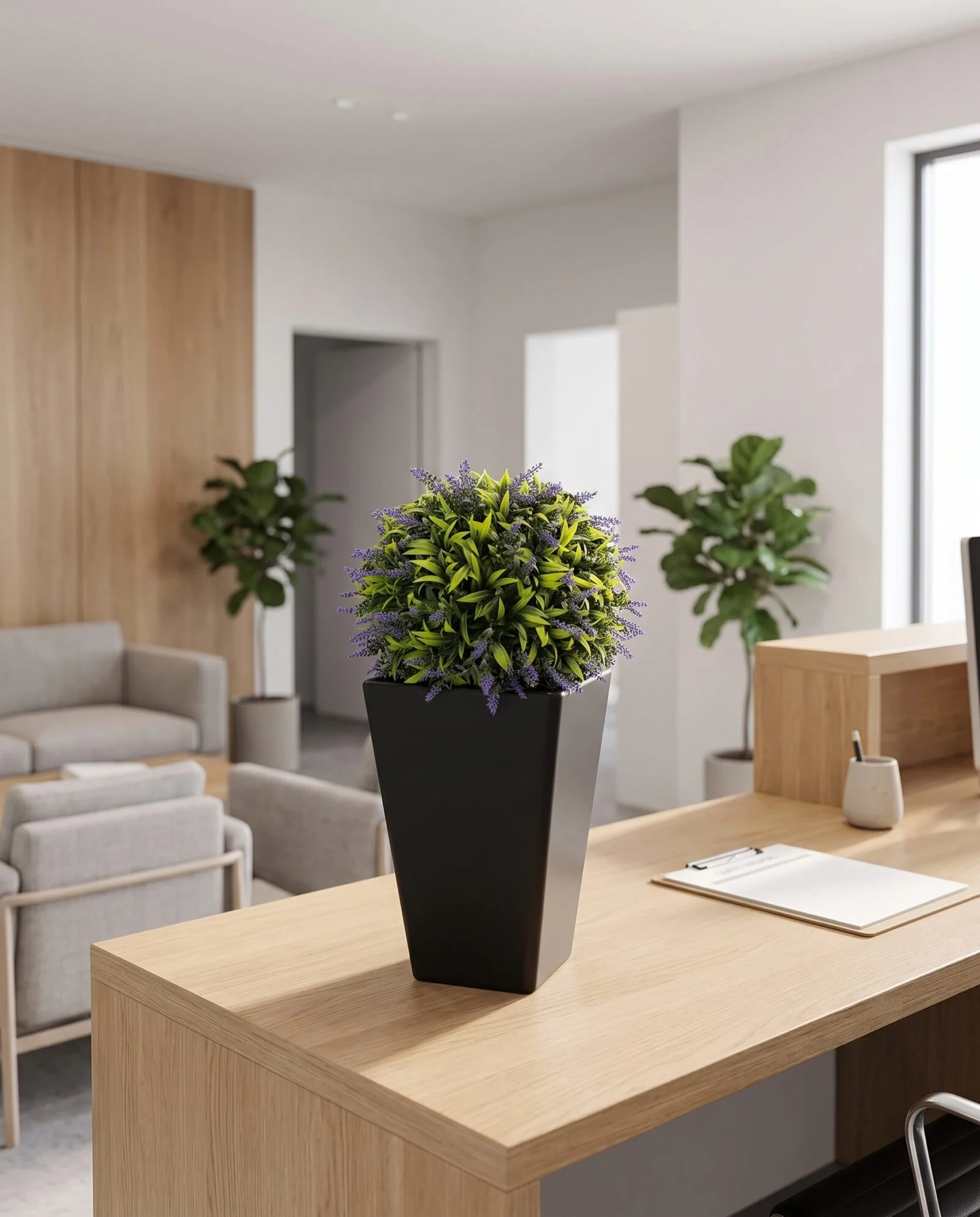 Buxus Ball Lavender 33 cm styled in an interior — Neon Jungle Studios