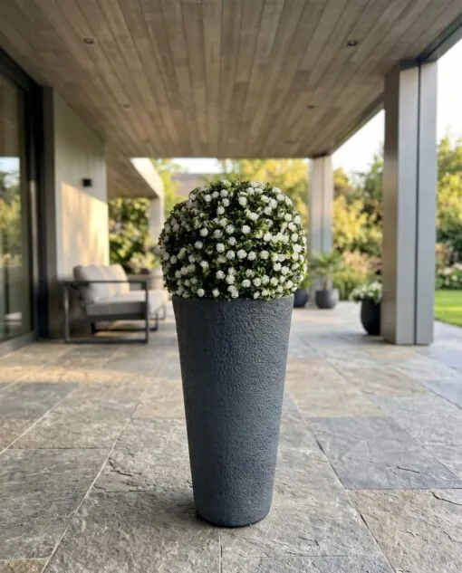 Buxus Ball White flowers 45 cm styled in an interior — Neon Jungle Studios