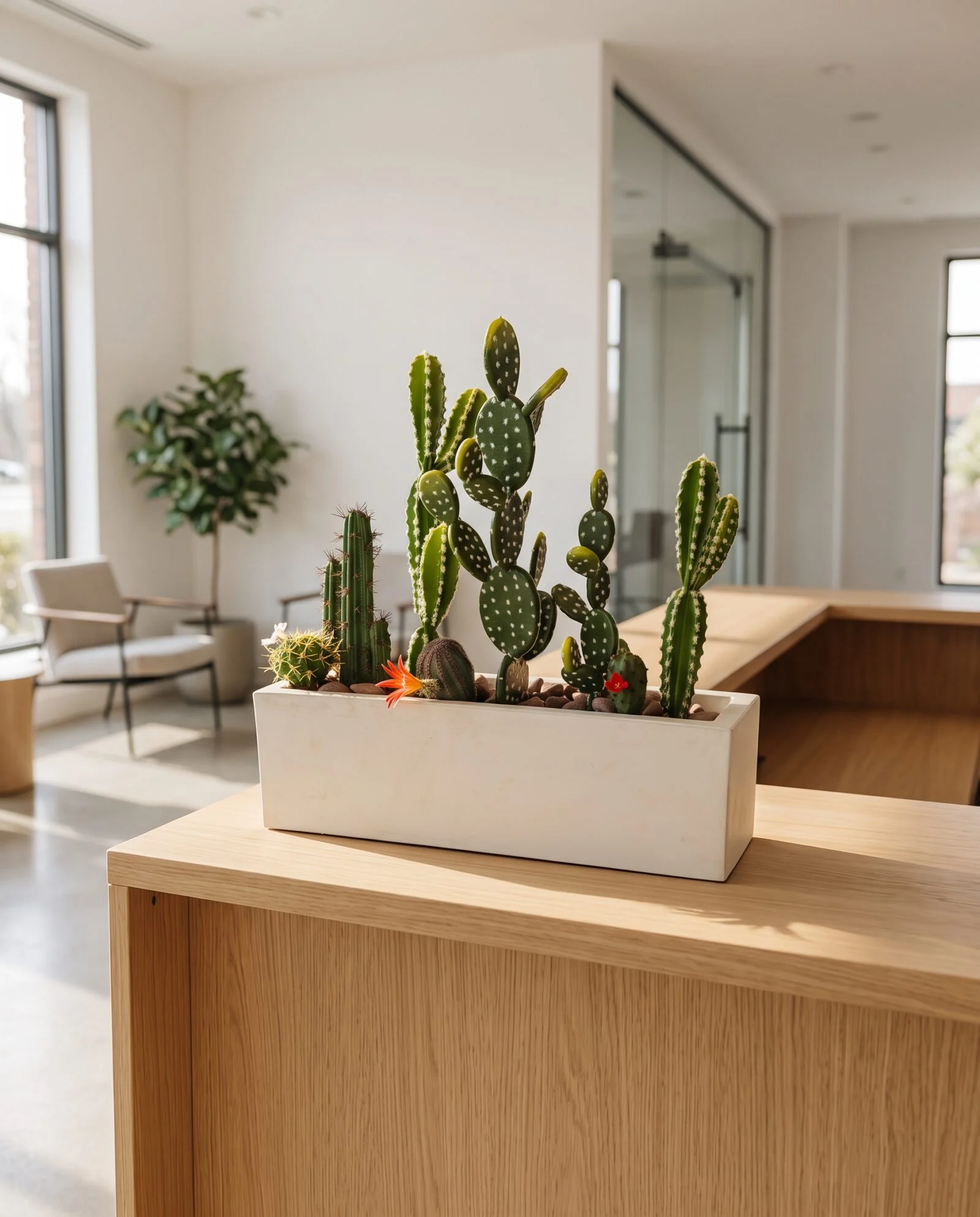 Cactus Arrangement with planter C styled in an interior — Neon Jungle Studios