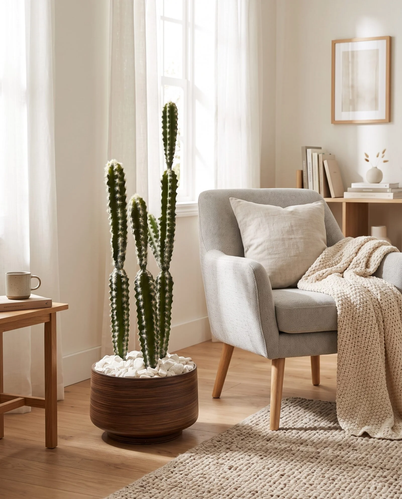 Cactus set of three 85 cm styled in an interior — Neon Jungle Studios
