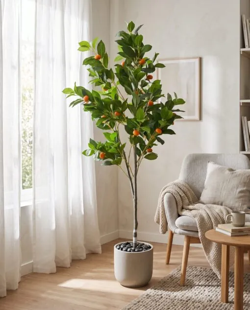 Kumquat Tree 140 cm styled in an interior — Neon Jungle Studios