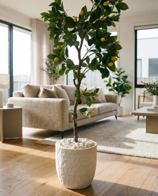Lemon Tree 140 cm styled in an interior — Neon Jungle Studios