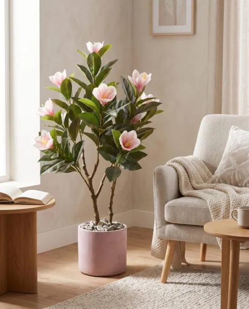 Magnolia Pink Plant 100 cm styled in an interior — Neon Jungle Studios