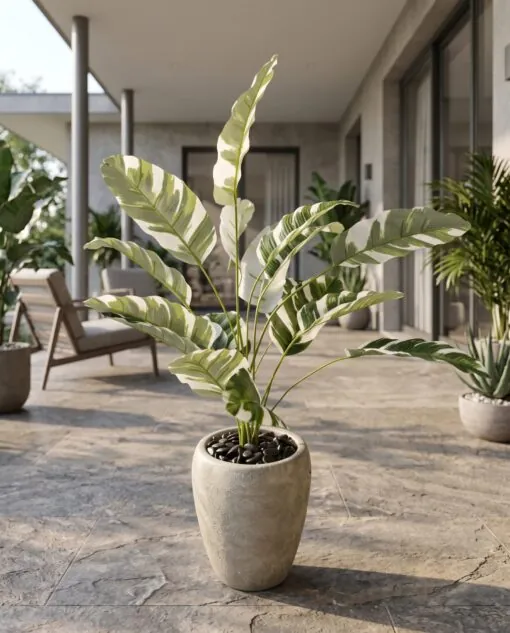 Banana Plant variegated 50 cm styled in an interior — Neon Jungle Studios