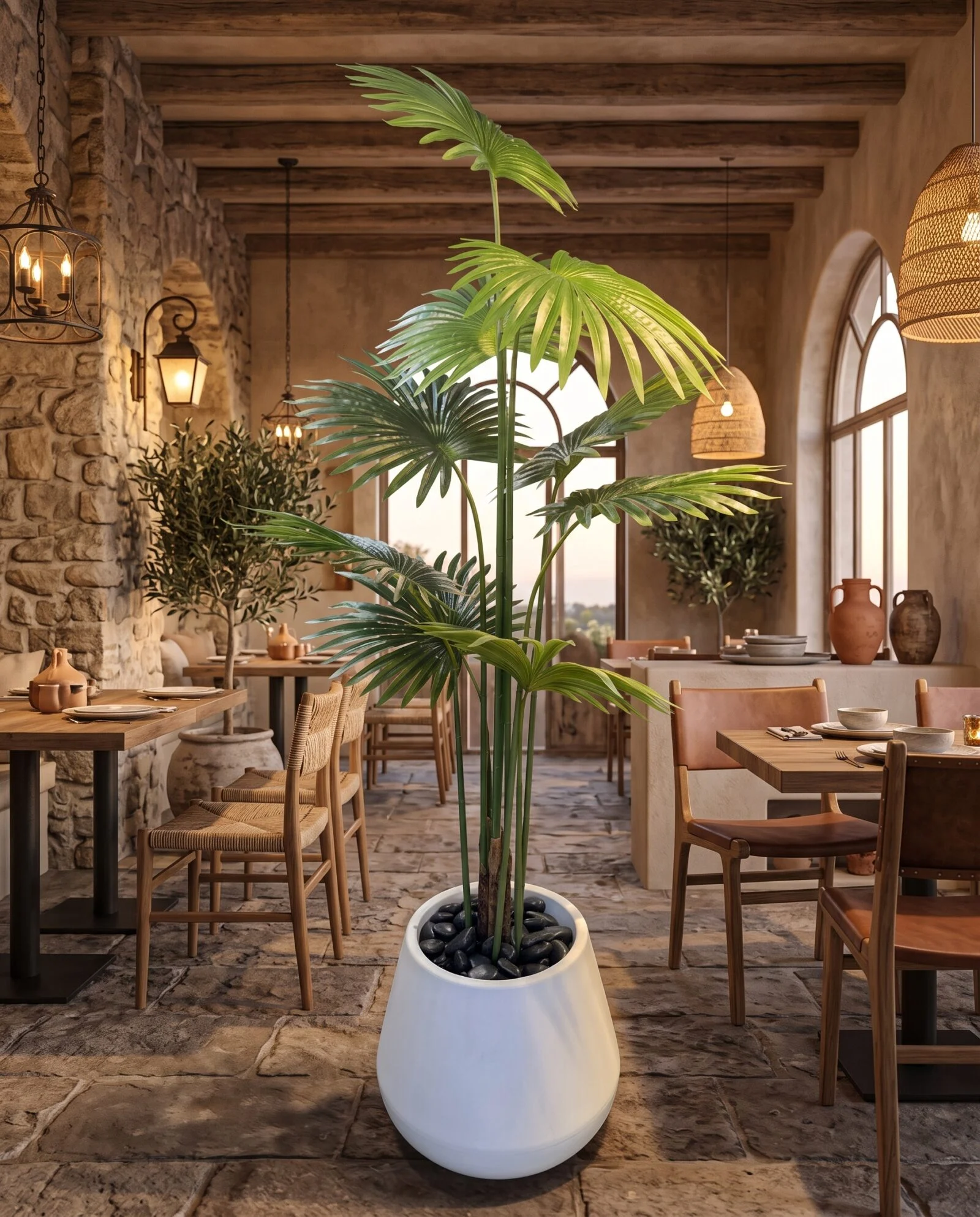 Fan Palm styled in an interior — Neon Jungle Studios