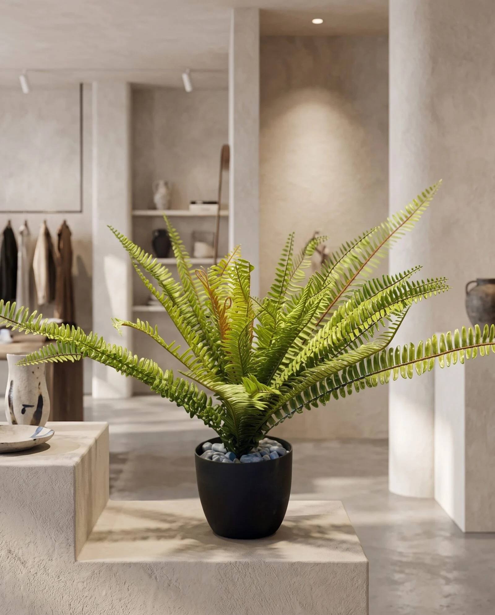 Fougere Plant Thick 40 cm styled in an interior — Neon Jungle Studios