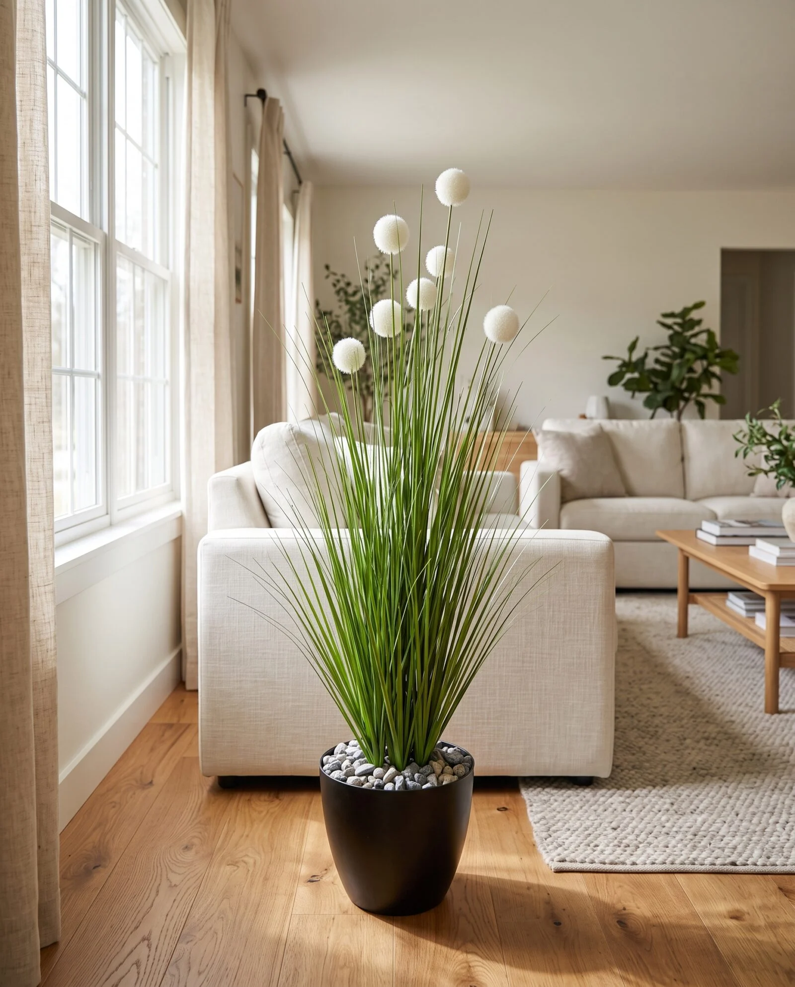 Pompom Grass 100 cm styled in an interior — Neon Jungle Studios