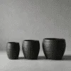 Céramique Nouvelle Nervurée Ronde Noir Mat