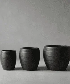 Céramique Nouvelle Nervurée Ronde Noir Mat