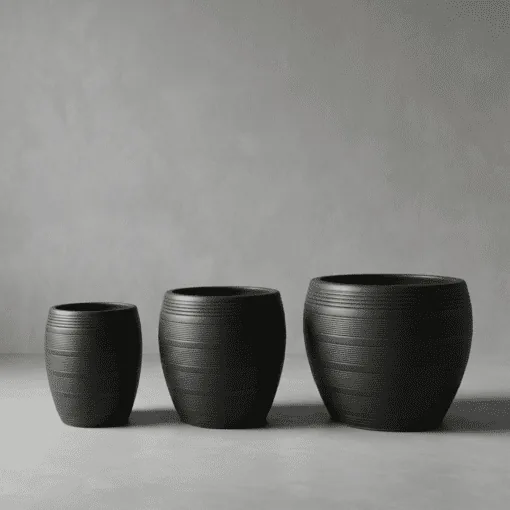 Céramique Nouvelle Nervurée Ronde Noir Mat