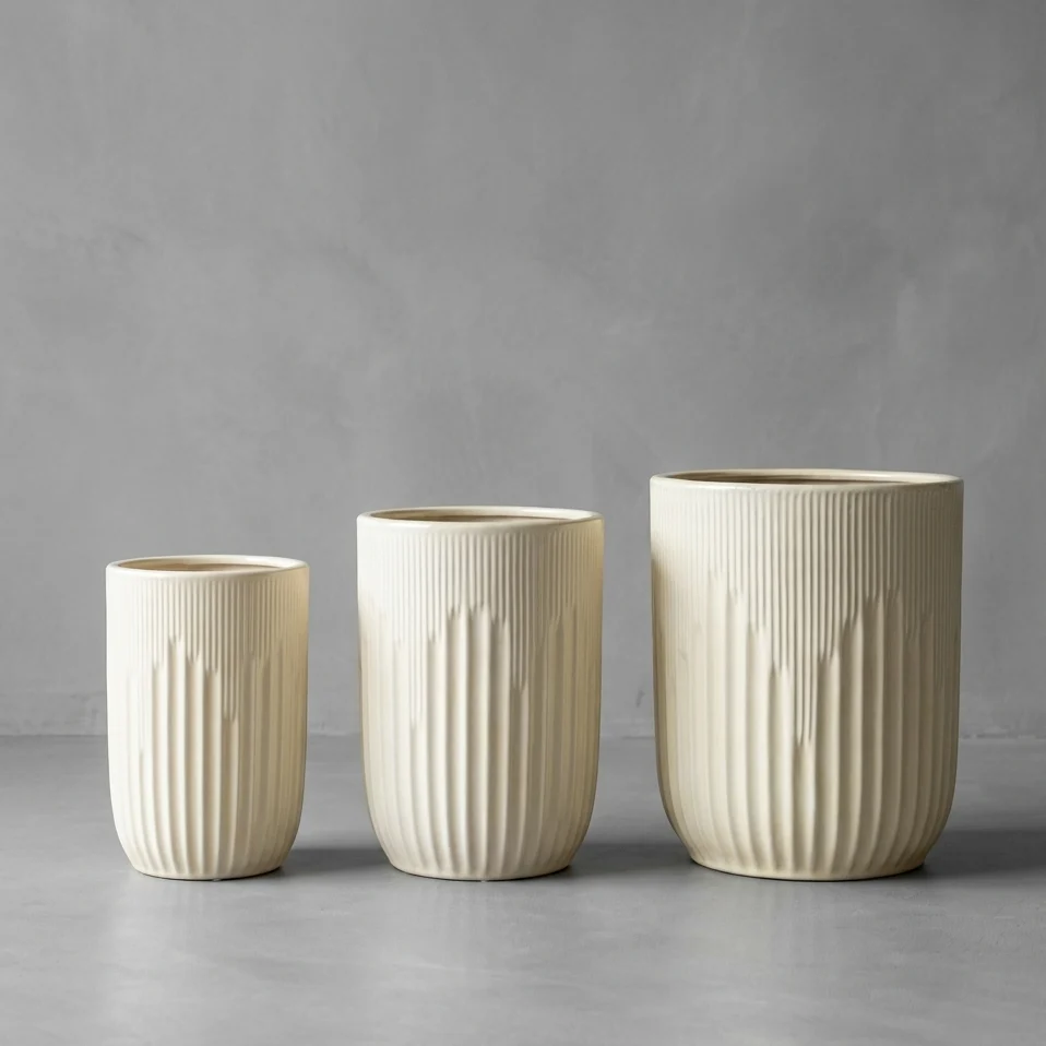 Céramique Nouvelle Design Nervuré Beige