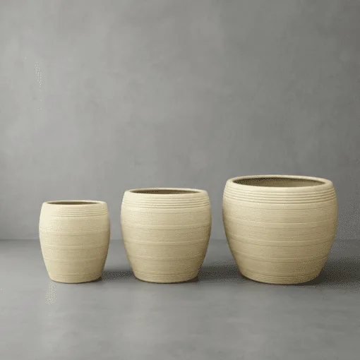 Céramique Nouvelle Nervurée Ronde Beige