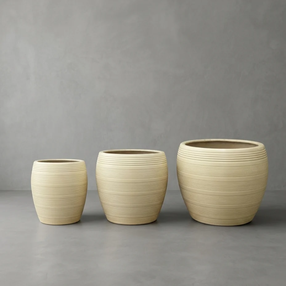 Céramique Nouvelle Nervurée Ronde Beige