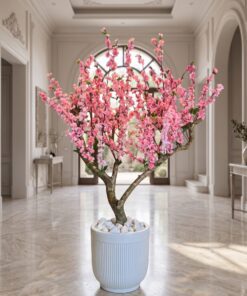 Custom Cherry Blossom 130x130 cm styled in an interior — Neon Jungle Studios