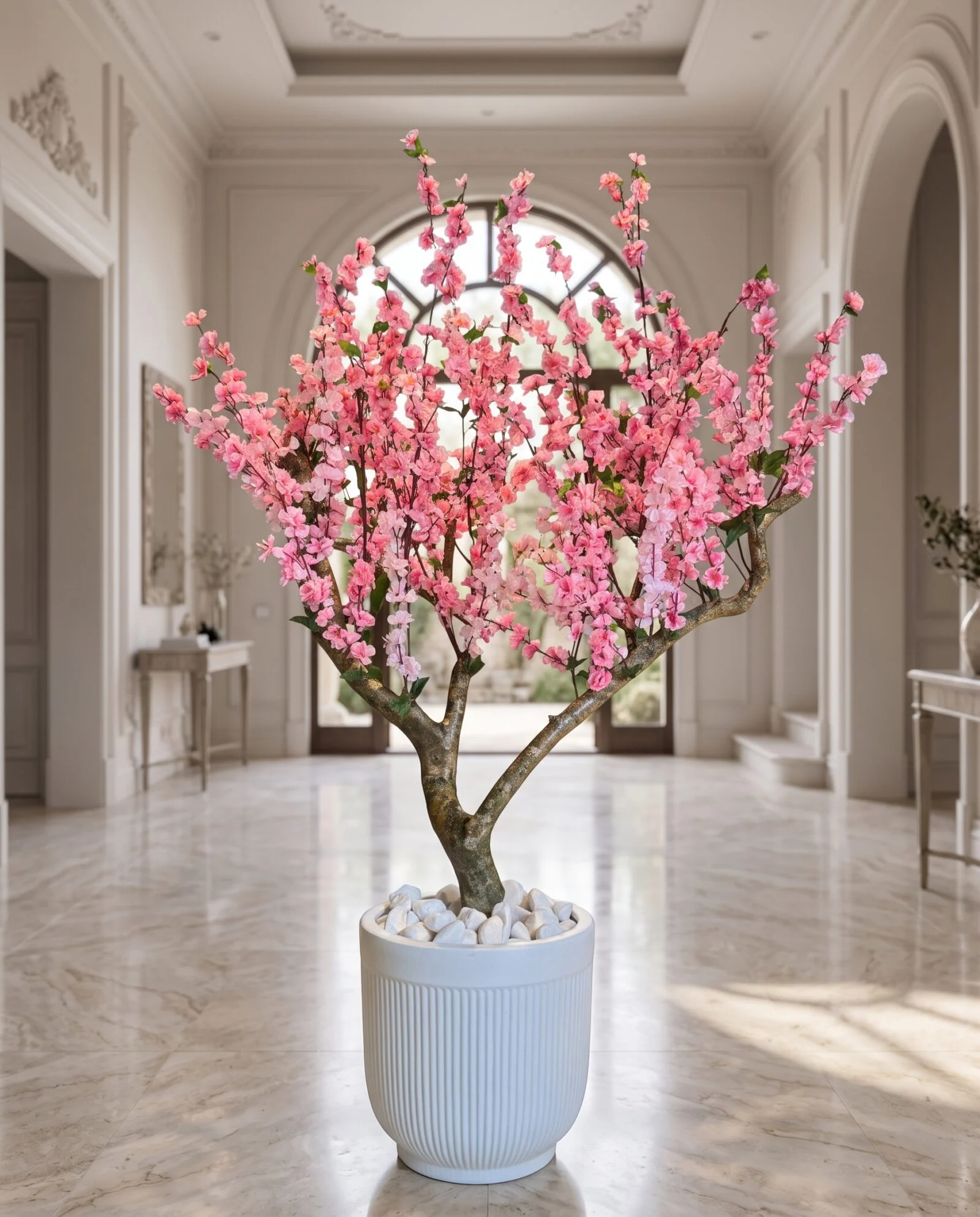 Custom Cherry Blossom 130x130 cm styled in an interior — Neon Jungle Studios