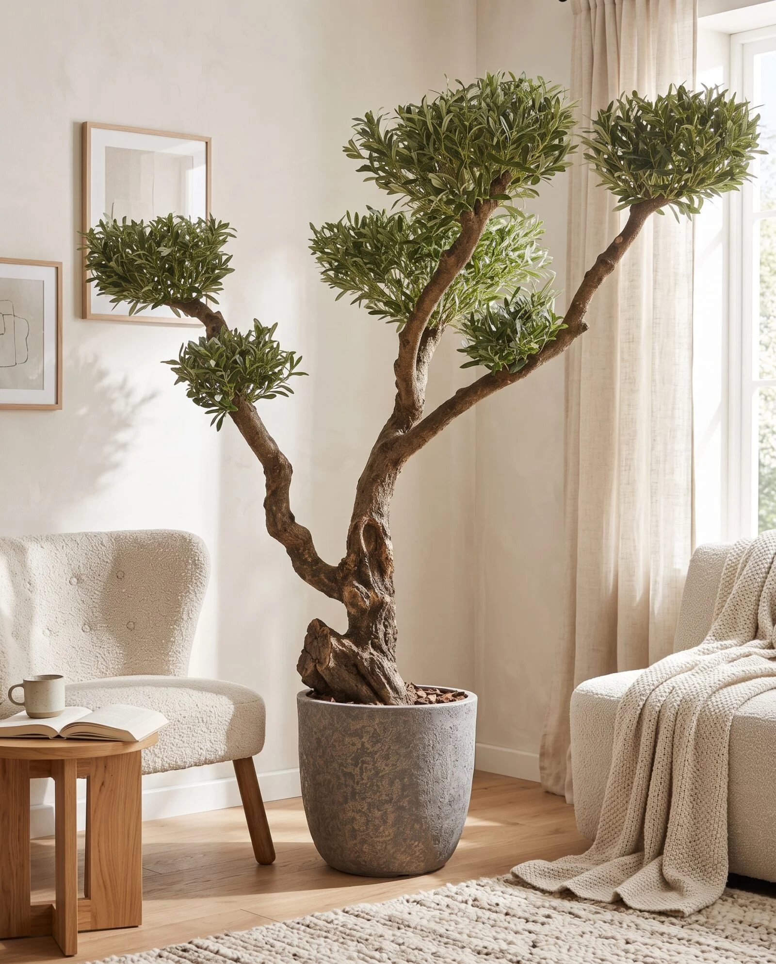 Custom Olive Bonsai 170x170 cm styled in an interior — Neon Jungle Studios
