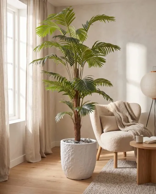 Areca Palm 180 cm Single Trunk styled in an interior — Neon Jungle Studios