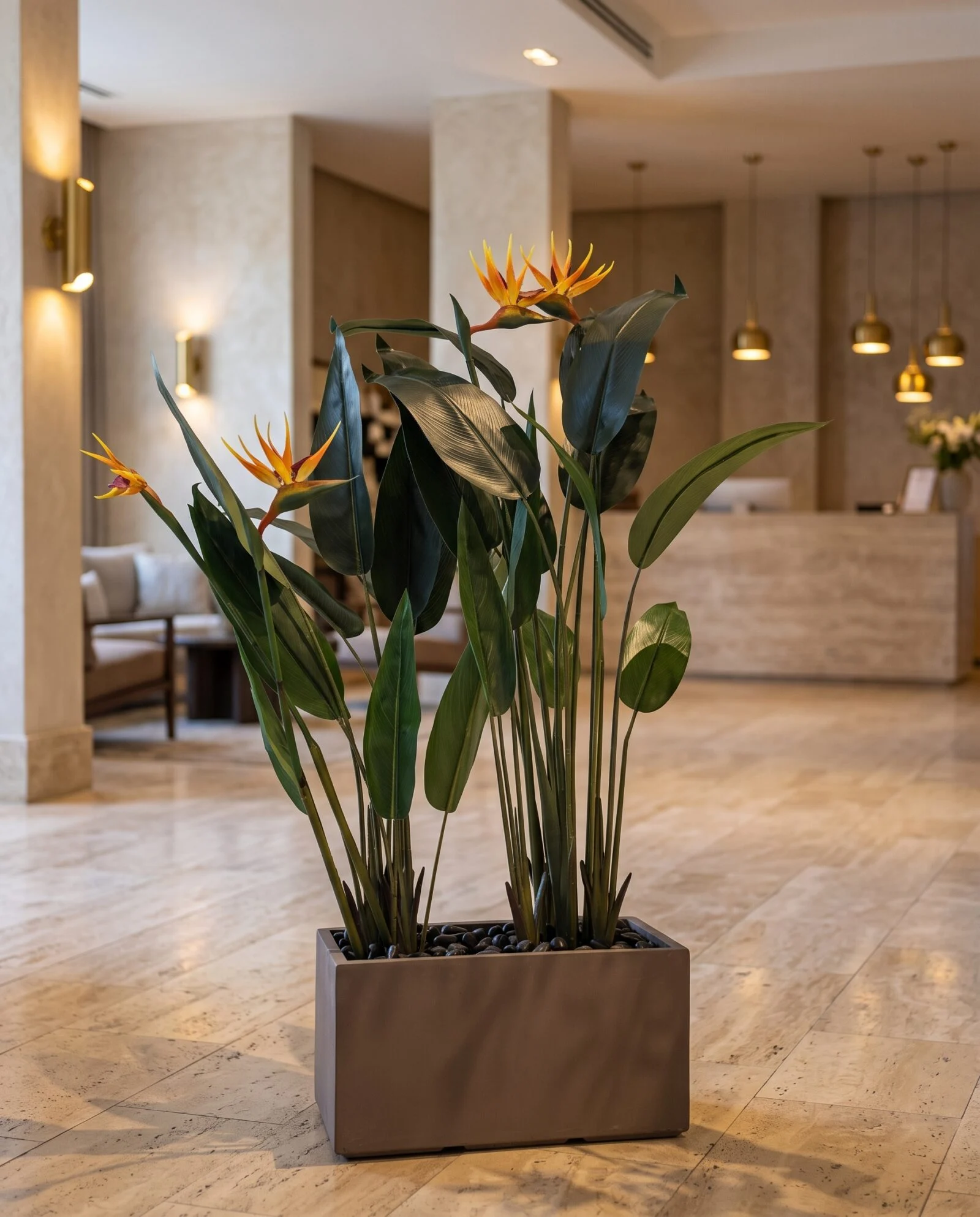 Birds of Paradise with birds styled in an interior — Neon Jungle Studios