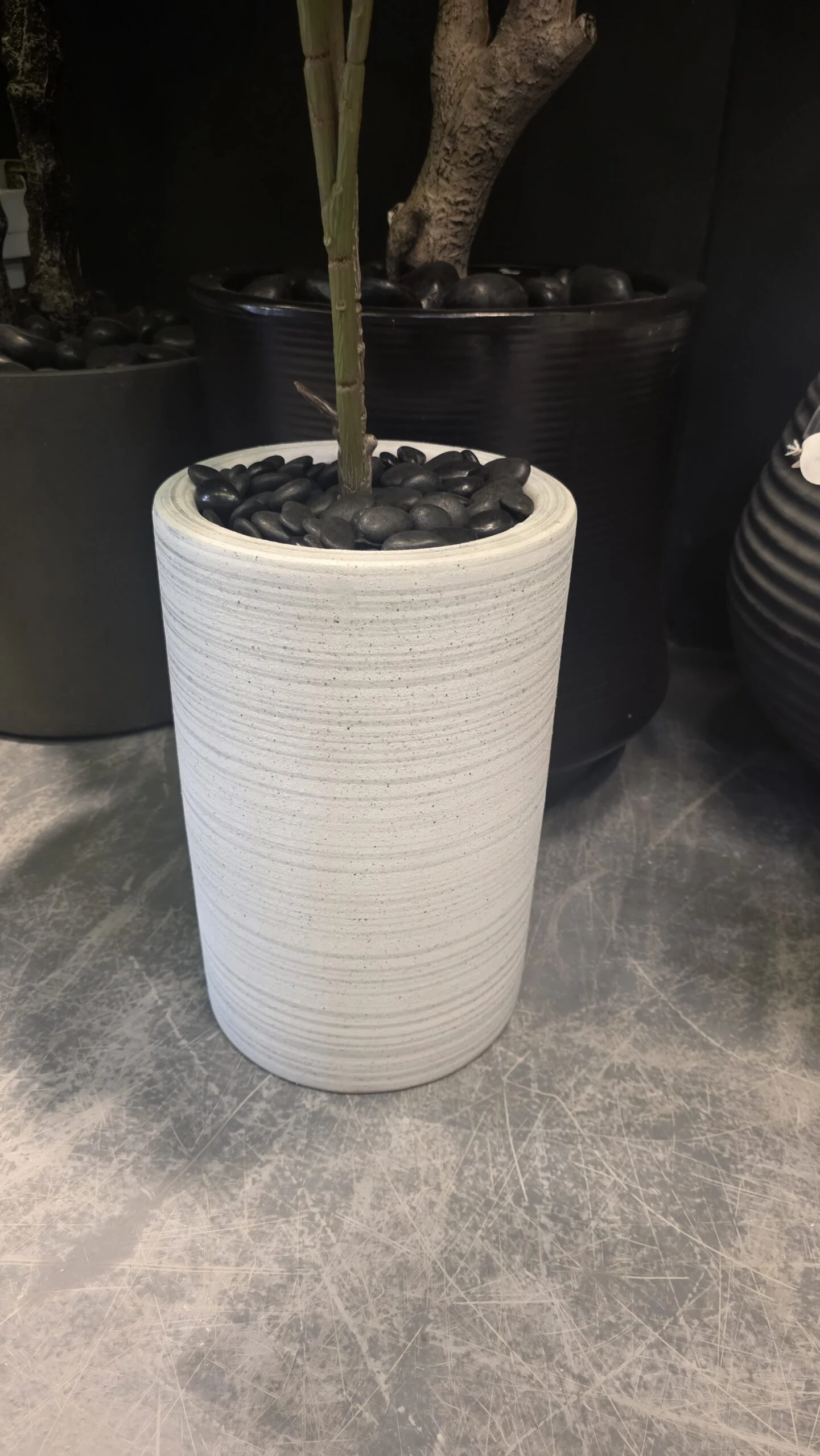 Brushed Gray Cylinder Slim Ceramic