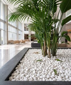 decorative pebbles - White 20 kg (1 bag) styled in an interior — Neon Jungle Studios