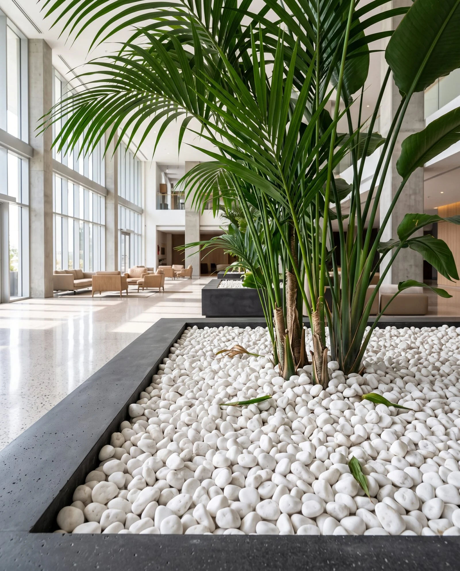 decorative pebbles - White 20 kg (1 bag) styled in an interior — Neon Jungle Studios
