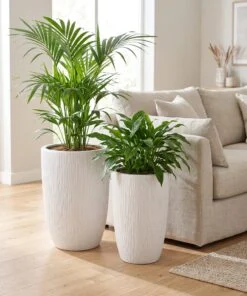 Riviera Textured Ceramic - Glossy White styled in an interior — Neon Jungle Studios