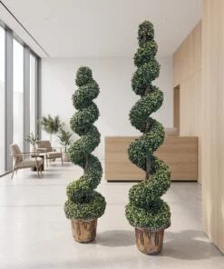 Spiral Topiary Tree styled in an interior — Neon Jungle Studios