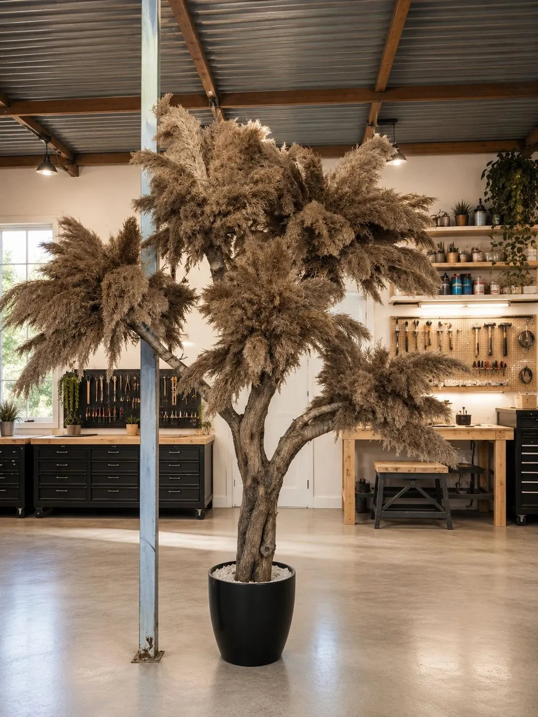 Custom Pampas Tree brown plumes 170x140 cm