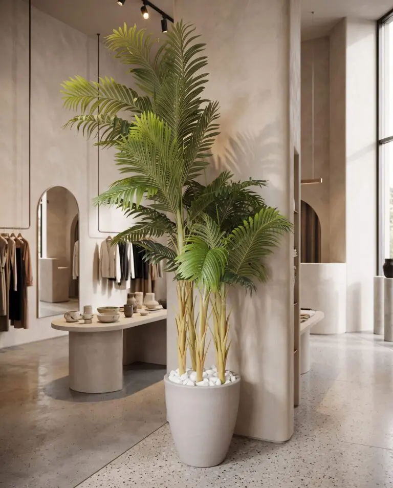 Palmier areca à 5 troncs, 250 cm, dans un salon lumineux