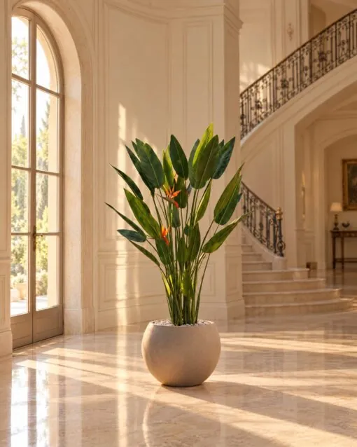 Birds of Paradise Arrangement with Planter (210 cm) styled in an interior — Neon Jungle Studios