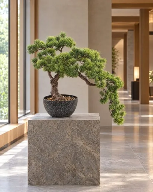 Cascade Pine Bonsai 50 cm styled in an interior — Neon Jungle Studios