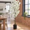Cherry Blossom Tree White 150 cm – twisted trunk styled in an interior — Neon Jungle Studios
