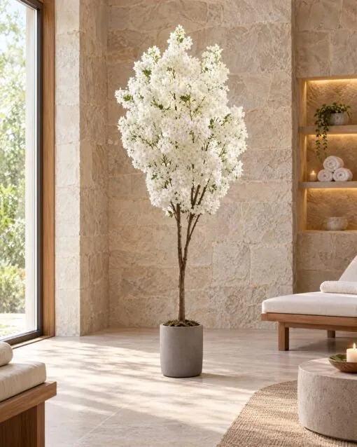 Cherry Blossom Tree White 170 cm styled in an interior — Neon Jungle Studios
