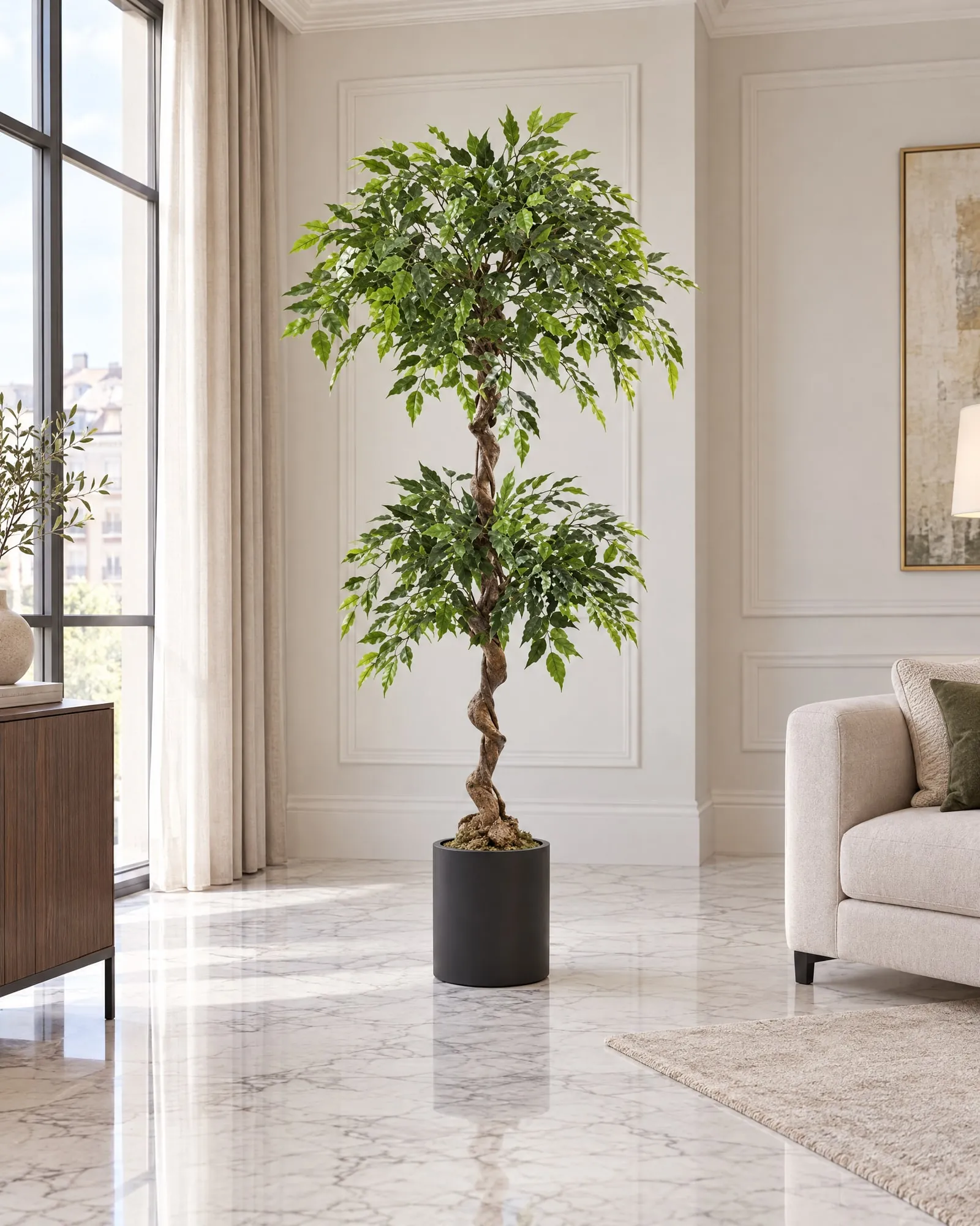 Double Ball Ficus Tree 150 cm styled in an interior — Neon Jungle Studios