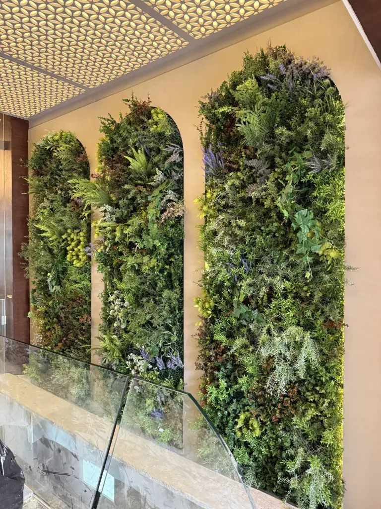 Maintenance-free artificial green wall panels in a Beirut hotel