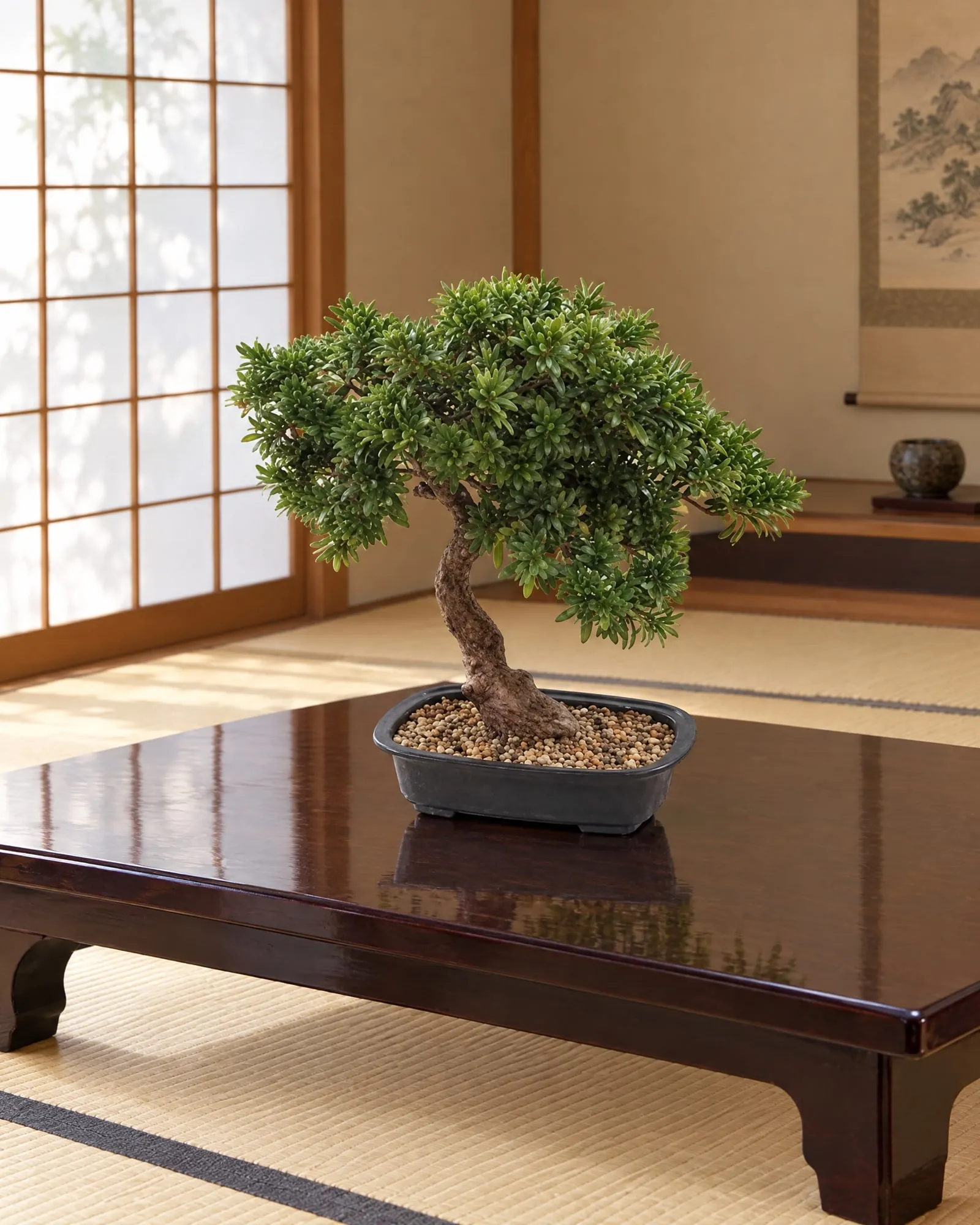Leafy Pine Bonsai 45 cm styled in an interior — Neon Jungle Studios
