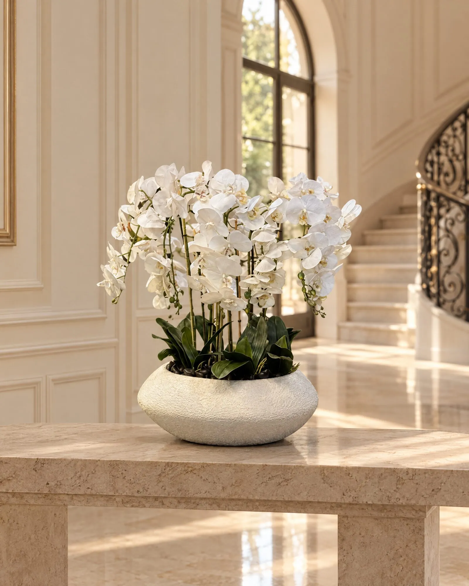 Orchid Arrangement with Planter styled in an interior — Neon Jungle Studios