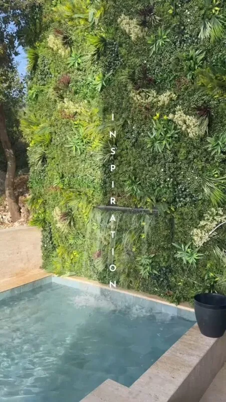 outdoor anti-UV green wall — plunge pool, Lebanon — installation by Neon Jungle Studios