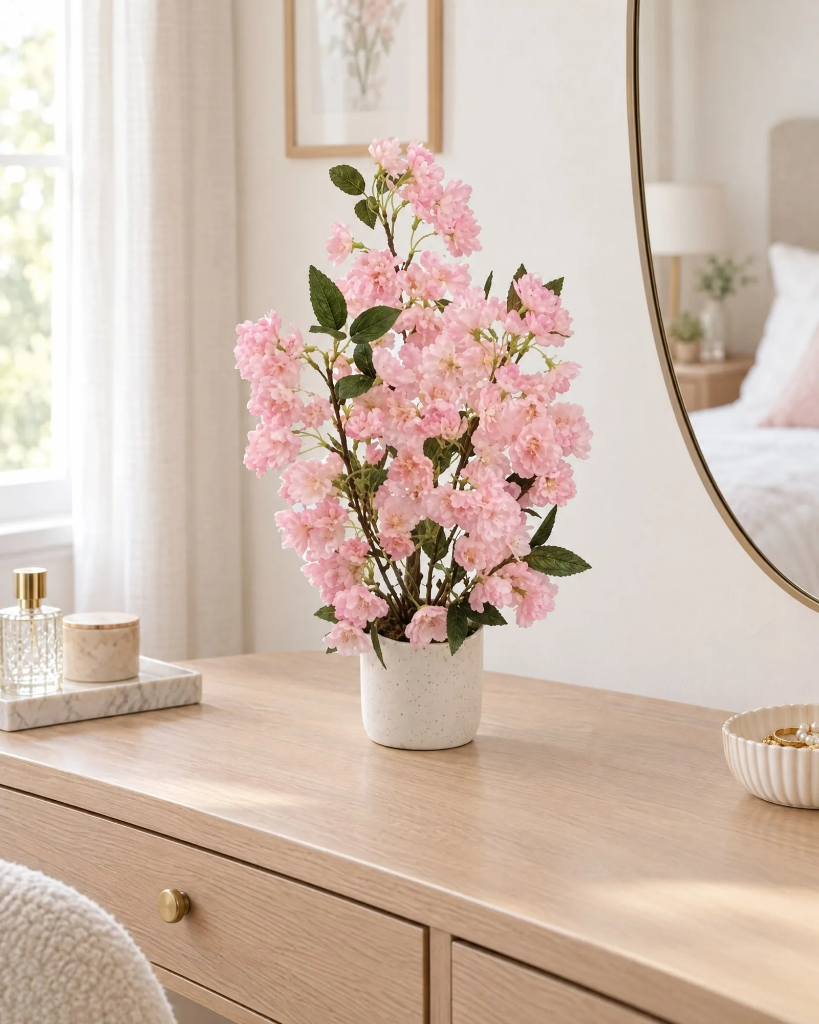 Pink Cherry Blossom Bonsai 50 cm styled in an interior — Neon Jungle Studios