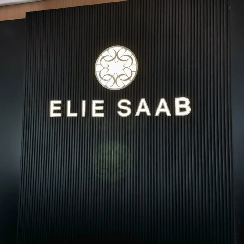 Elie Saab – Stainless-steel signage lit by warm LEDs