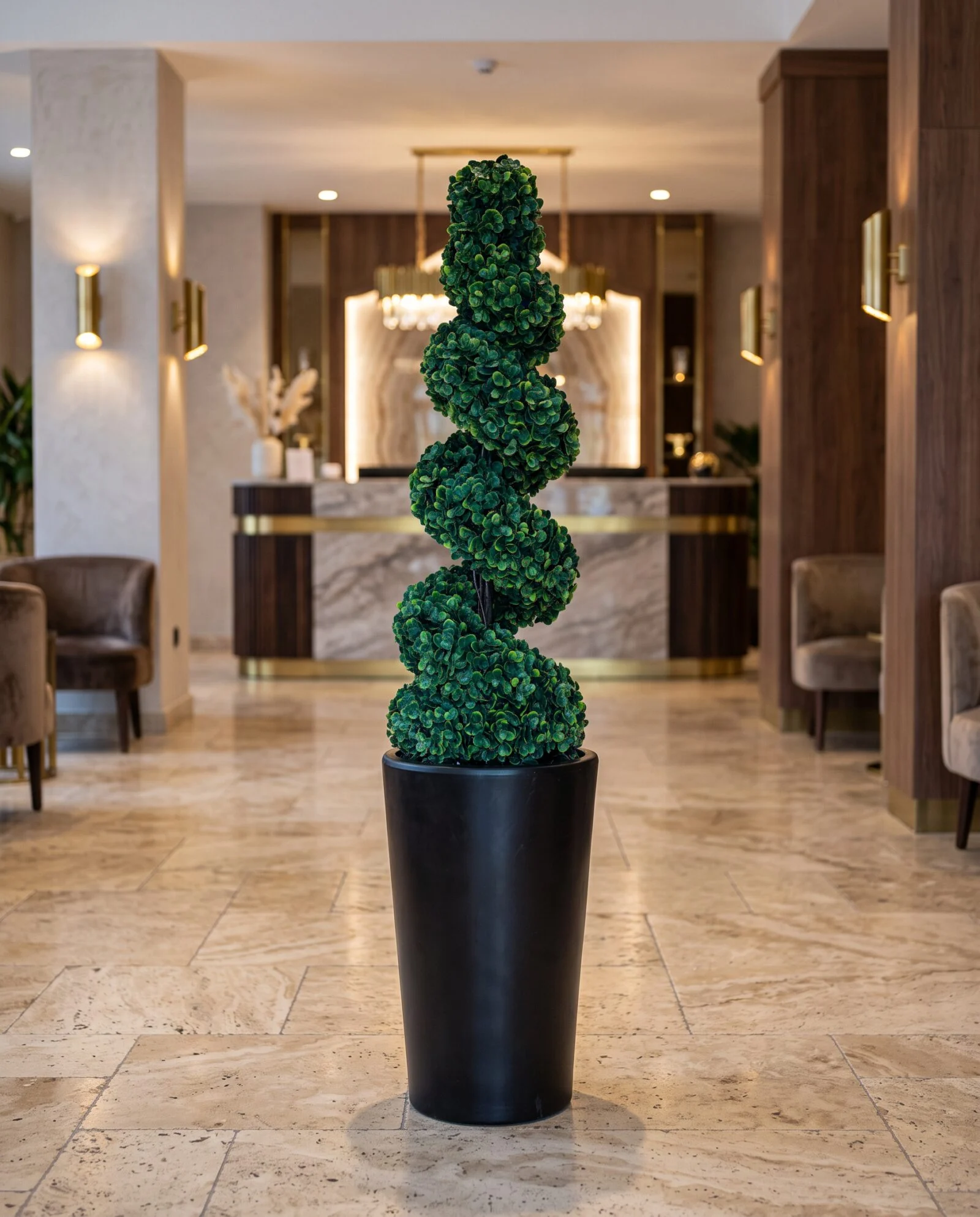 Spiral Topiary Tree 160 cm styled in an interior — Neon Jungle Studios